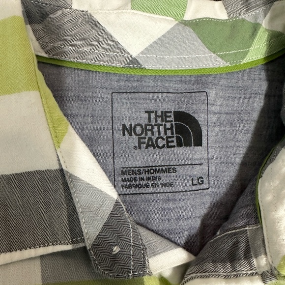 The North Face Men's Casual Plaid Shirt - Gray, White, Lime - Picture 3 of 10